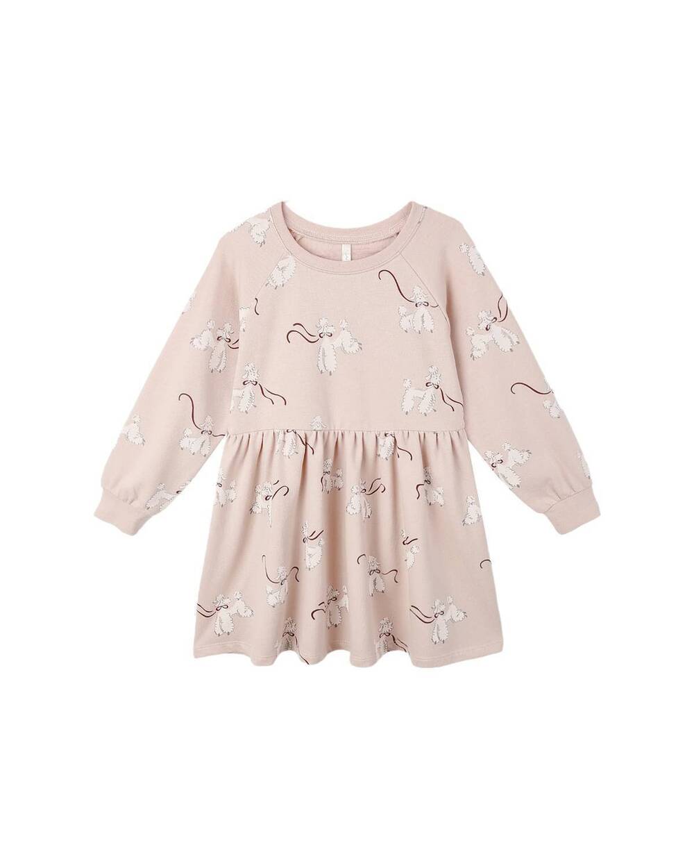 NEW RYLEE + CRU girls' poodles raglan dress in natural